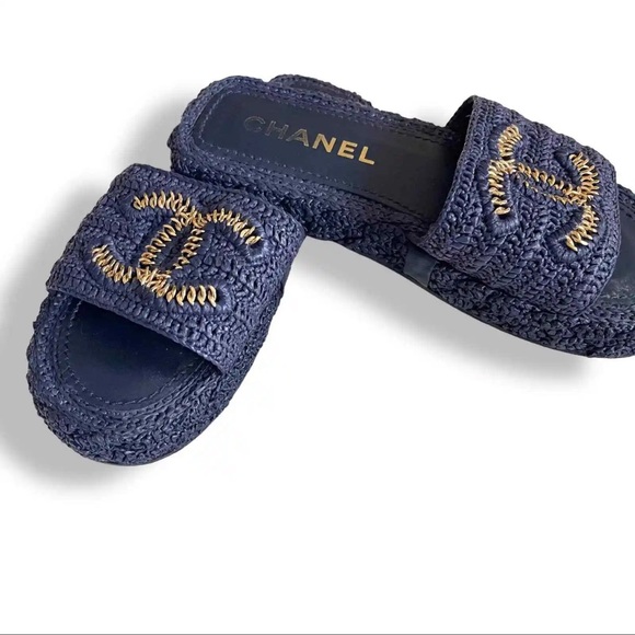 Chanel Interlocking CC Logo Straw Espadrilles Size: 8.5 EU 39 - Picture 8 of 16